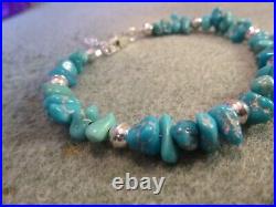 Rare Sleeping Beauty Turquoise Nugget 925 Native American southwestern Bracelet