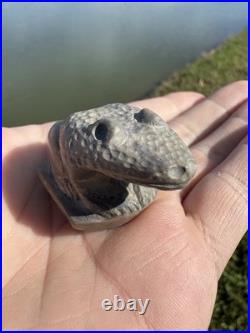 Rare Small Native American Frog Effigy Smoking Pipe Stone Arrowhead