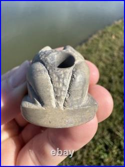 Rare Small Native American Frog Effigy Smoking Pipe Stone Arrowhead