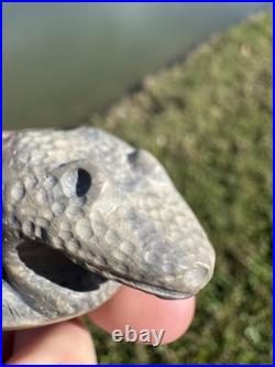 Rare Small Native American Frog Effigy Smoking Pipe Stone Arrowhead