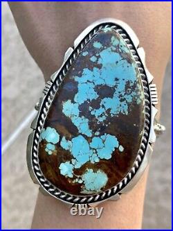 Rare Smoky Bisbee Turquoise Brown Matrix 925 Sterling Silver Navajo Bracelet Big