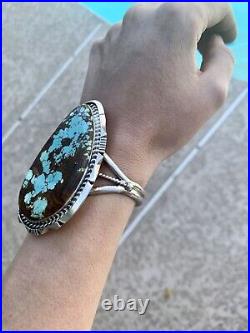 Rare Smoky Bisbee Turquoise Brown Matrix 925 Sterling Silver Navajo Bracelet Big