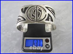 Rare Spectacular Vtg Native American Hopi Sterling Silver Statement Bracelet