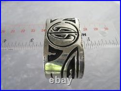 Rare Spectacular Vtg Native American Hopi Sterling Silver Statement Bracelet