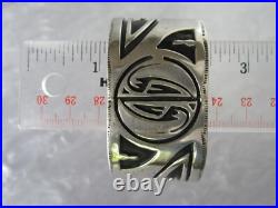Rare Spectacular Vtg Native American Hopi Sterling Silver Statement Bracelet