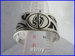 Rare Spectacular Vtg Native American Hopi Sterling Silver Statement Bracelet