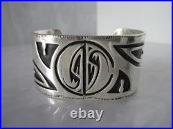 Rare Spectacular Vtg Native American Hopi Sterling Silver Statement Bracelet