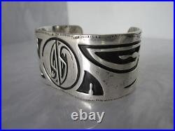 Rare Spectacular Vtg Native American Hopi Sterling Silver Statement Bracelet