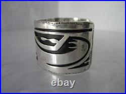 Rare Spectacular Vtg Native American Hopi Sterling Silver Statement Bracelet