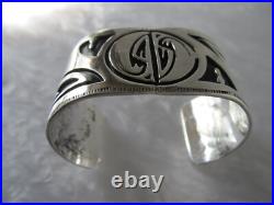 Rare Spectacular Vtg Native American Hopi Sterling Silver Statement Bracelet