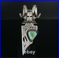 Rare Sterling Silver Bennie Ration Turquoise Totem Kachina Pendant 4 PS1774
