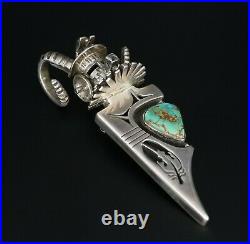 Rare Sterling Silver Bennie Ration Turquoise Totem Kachina Pendant 4 PS1774