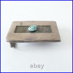 Rare Sterling Silver Cast Belt Buckle with Turquoise Cabochon