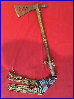 Rare Style Antique Plains Native American Pipe Tomahawk