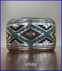 Rare Thomas Singer Sterling Native American Cuff Bangle Bracelet