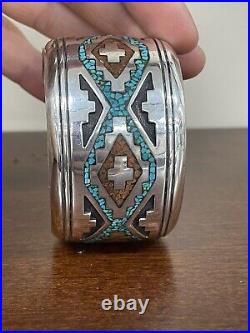 Rare Thomas Singer Sterling Native American Cuff Bangle Bracelet