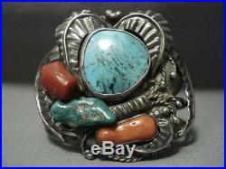 Rare Turquoise! Blue Wind Vintage Navajo Sterling Silver Bracelet Old Pawn