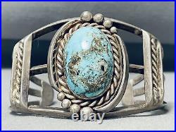 Rare Turquoise Mine Vintage Navajo Sterling Silver Bracelet Cuff