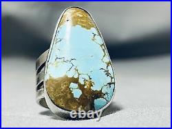 Rare Turquoise Native American #8 Sterling Silver Ring