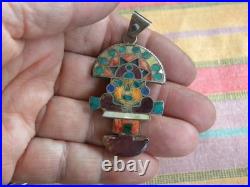 Rare Turquoise Purple Spiny 950 Silver Kachina Pendant Joe & Lejeune Chavez