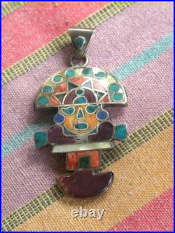 Rare Turquoise Purple Spiny 950 Silver Kachina Pendant Joe & Lejeune Chavez
