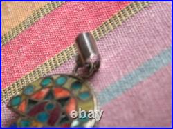 Rare Turquoise Purple Spiny 950 Silver Kachina Pendant Joe & Lejeune Chavez