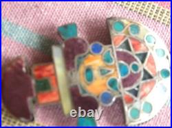 Rare Turquoise Purple Spiny 950 Silver Kachina Pendant Joe & Lejeune Chavez