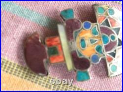 Rare Turquoise Purple Spiny 950 Silver Kachina Pendant Joe & Lejeune Chavez