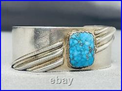 Rare Turquoise Vintage Navajo Red Mountain Turquoise Sterling Silver Bracelet