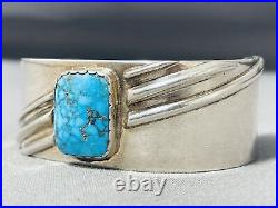 Rare Turquoise Vintage Navajo Red Mountain Turquoise Sterling Silver Bracelet