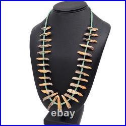 Rare Unique Native American Turquoise Heishi And Conch Shell Necklace