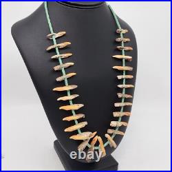 Rare Unique Native American Turquoise Heishi And Conch Shell Necklace