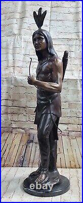 Rare VINTAGE Hiawatha Native American Bronze 34 tall Beautiful Detailed