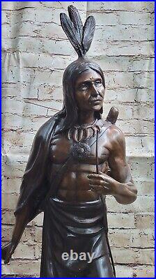 Rare VINTAGE Hiawatha Native American Bronze 34 tall Beautiful Detailed