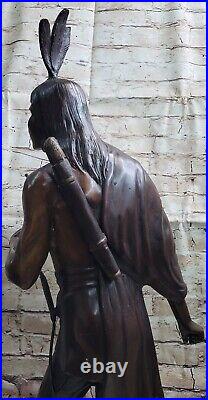 Rare VINTAGE Hiawatha Native American Bronze 34 tall Beautiful Detailed