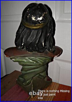 Rare VINTAGE Hiawatha Native American bust 20 plus tall Beautiful DETAIL BIN