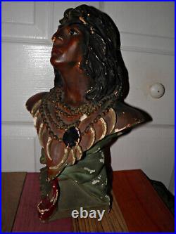 Rare VINTAGE Hiawatha Native American bust 20 plus tall Beautiful DETAIL BIN