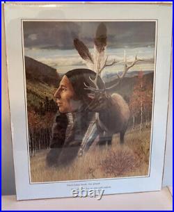 Rare VTG Native American Indian Prayer & Elk Print 1986 Julie Kramer Cole Artist