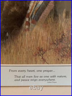Rare VTG Native American Indian Prayer & Elk Print 1986 Julie Kramer Cole Artist