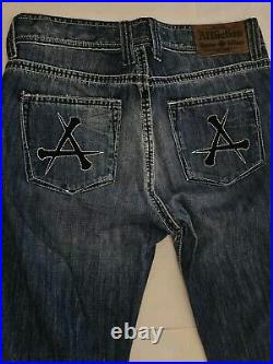 Rare Vintage AFFLICTION Denim Jeans Native American SKULL Straight 32x32 USA