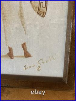 Rare Vintage Adam Shields Oil Painting Men & Women Meeting Native American Art