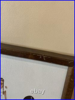 Rare Vintage Adam Shields Oil Painting Men & Women Meeting Native American Art