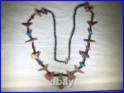 Rare Vintage Antique South Western Native American Hand Carved Fetish Necklace