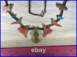 Rare Vintage Antique South Western Native American Hand Carved Fetish Necklace