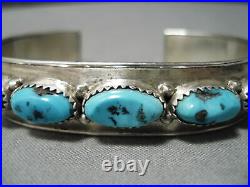 Rare Vintage Apache Turquoise Sterling Silver Native American Natural Bracelet