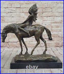 Rare Vintage Armor Bronze Native American Indian Warrior Riding Horse