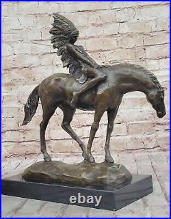 Rare Vintage Armor Bronze Native American Indian Warrior Riding Horse