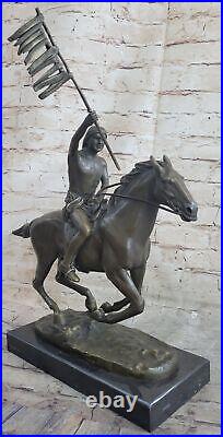 Rare Vintage Armor Bronze Native American Indian Warrior Riding Horse Artwork