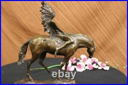 Rare Vintage Armor Bronze Native American Indian Warrior Riding Horse Figure Art