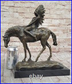 Rare Vintage Armor Bronze Native American Indian Warrior Riding Horse Figurine Rare Vintage Armor Bronze Native American Indian Warrior Riding Horse Figurine